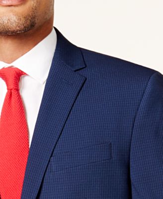 Kenneth Cole Reaction Men's Slim-Fit Cobalt Tonal Grid Techni-Cole Suit