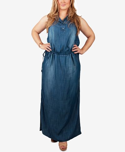 Standards and Practices Trendy Plus  Size  Chambray Maxi  