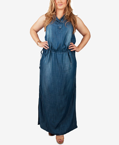 Standards and Practices Trendy Plus Size Chambray Maxi Standards and Practices Trendy Plus Size Chambray Maxi