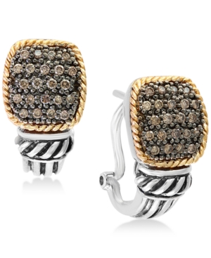 image of Balissima by Effy Diamond Pave Cluster Drop Earrings (1/3 ct. t.w.) in Sterling Silver & 18k Gold