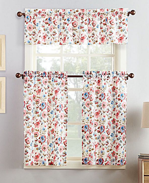 No. 918 Deana 3Piece FloralPrint Kitchen Curtain Set & Reviews