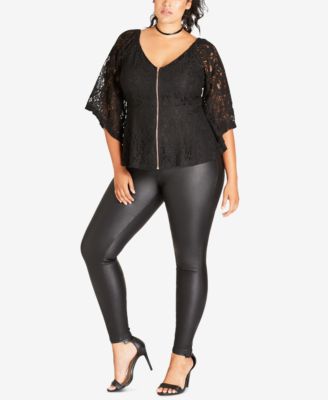 CITY CHIC - Trendy Plus Size Lace Peplum Top