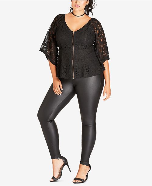 City Chic Trendy Plus Size Lace Peplum Top & Reviews ...