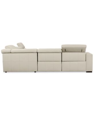 Nevio 5-Pc. Leather "L" Shaped Sectional with 2 Power Recliners with Articulating Headrests