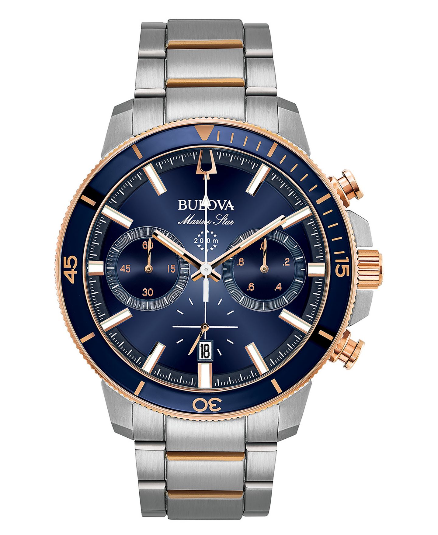 Мужские часы Bulova Chronograph Marine Star Two-Tone Stainless Steel Bracelet Watch 45mm — фото 1
