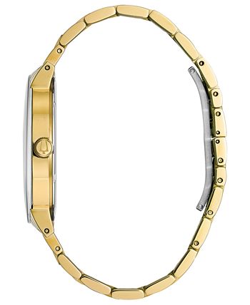 Bulova - Men's Diamond Dress Diamond-Accent Gold-Tone Stainless Steel Bracelet Watch 42mm