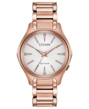 Citizen ECO-DRIVE WOMEN'S SILHOUETTE PINK GOLD-TONE STAINLESS STEEL BRACELET WATCH 35MM