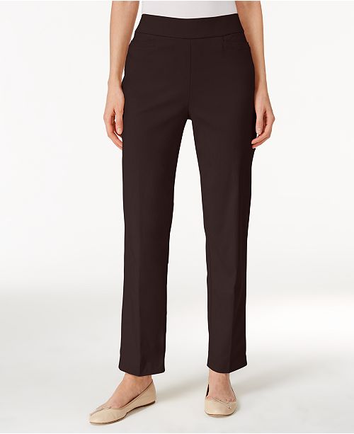 Alfred Dunner Petite Classics Tummy-Control Pull-On Straight-Leg Pants ...