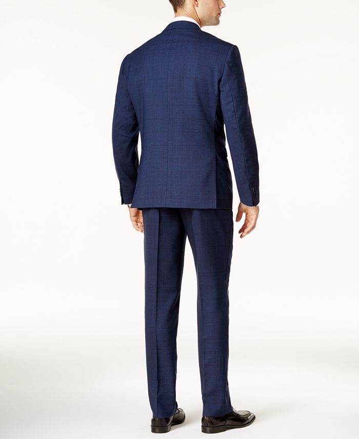 Vince Camuto Men's Slim-Fit Blue & Burgundy Tonal Windowpane Suit - Macy's