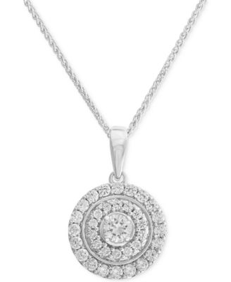 Macy's Diamond Disc Pendant 18" Necklace (3/4 Ct. T.w.) In 14k White ...