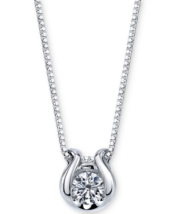 Sirena Bezel-Set Diamond (1/12 ct. t.w.) Pendant Necklace in 14k White