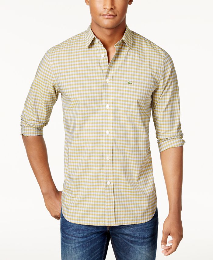 Lacoste Men's Classic-Fit Checked Poplin Shirt - Macy's