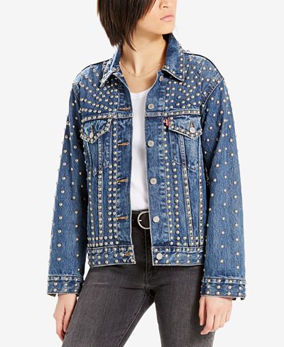 Levi s Limited Ex Boyfriend Studded Cotton Denim Trucker 