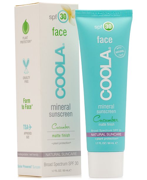 COOLA Face Mineral Sunscreen Cucumber Matte Finish SPF 30 ...