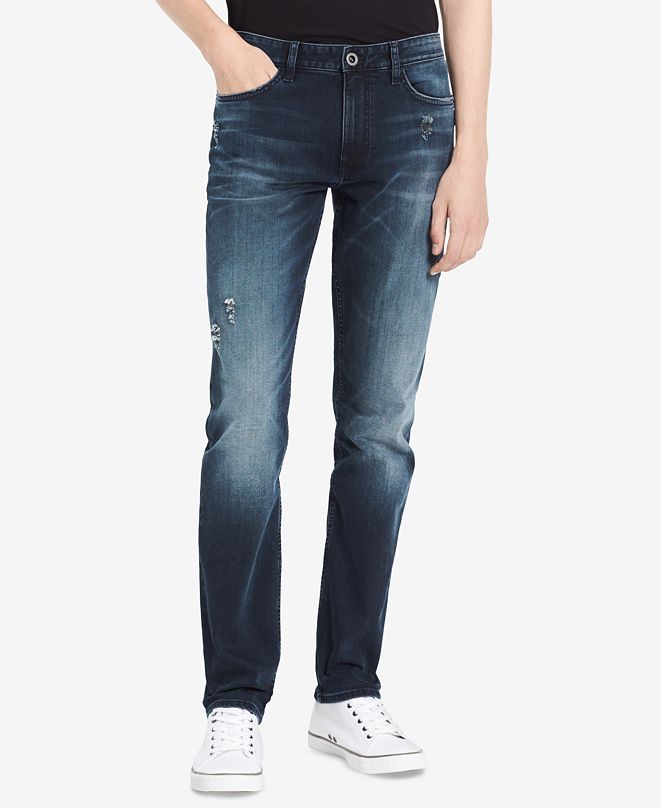 Calvin Klein Jeans Men's SlimFit Stretch Destroyed Blue Mamba Jeans