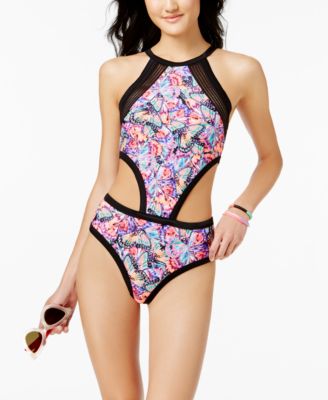 Body Glove - Millie Butterfly-Print High-Neck One-Piece Swimsuit