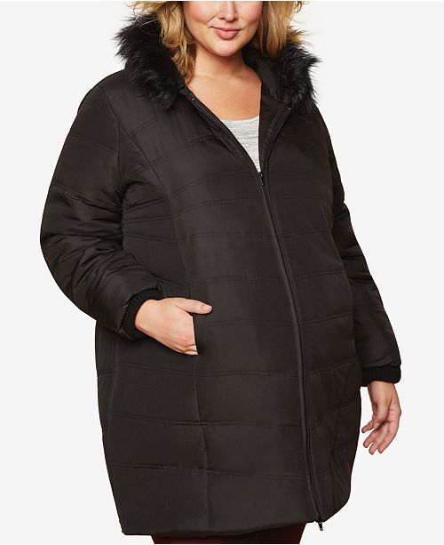 Motherhood Maternity Plus Size FauxFur Hooded Coat & Reviews