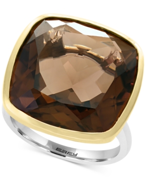image of Effy Smoky Quartz (20-1/5 ct. t.w.) Ring in Sterling Silver & 18k Gold