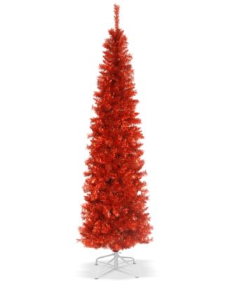 National Tree Company - 6' Red Tinsel Tree With Metal Stand