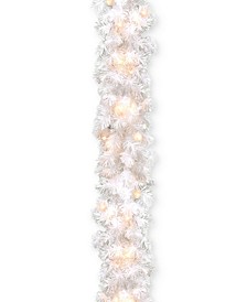 9' Wispy Willow White Garland With 100 Clear Lights 