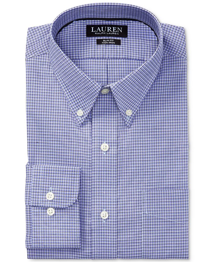 Lauren Ralph Lauren Men's Slim-Fit Non-Iron Purple Check Dress Shirt ...