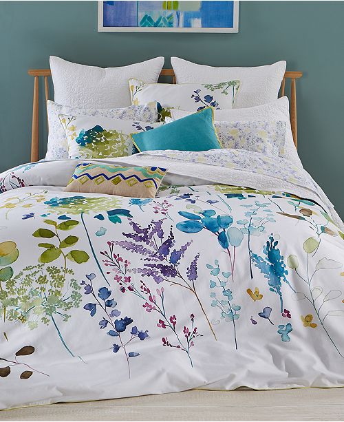 Bluebellgray Botanical Garden Cotton 3 Pc King Duvet Cover Set
