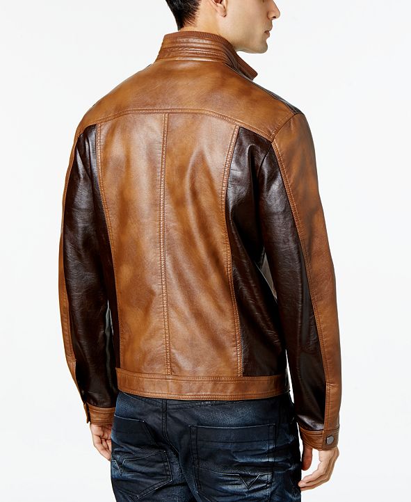 INC International Concepts INC Men&#39;s Jones Two-Tone Faux-Leather Jacket, Created for Macy&#39;s ...