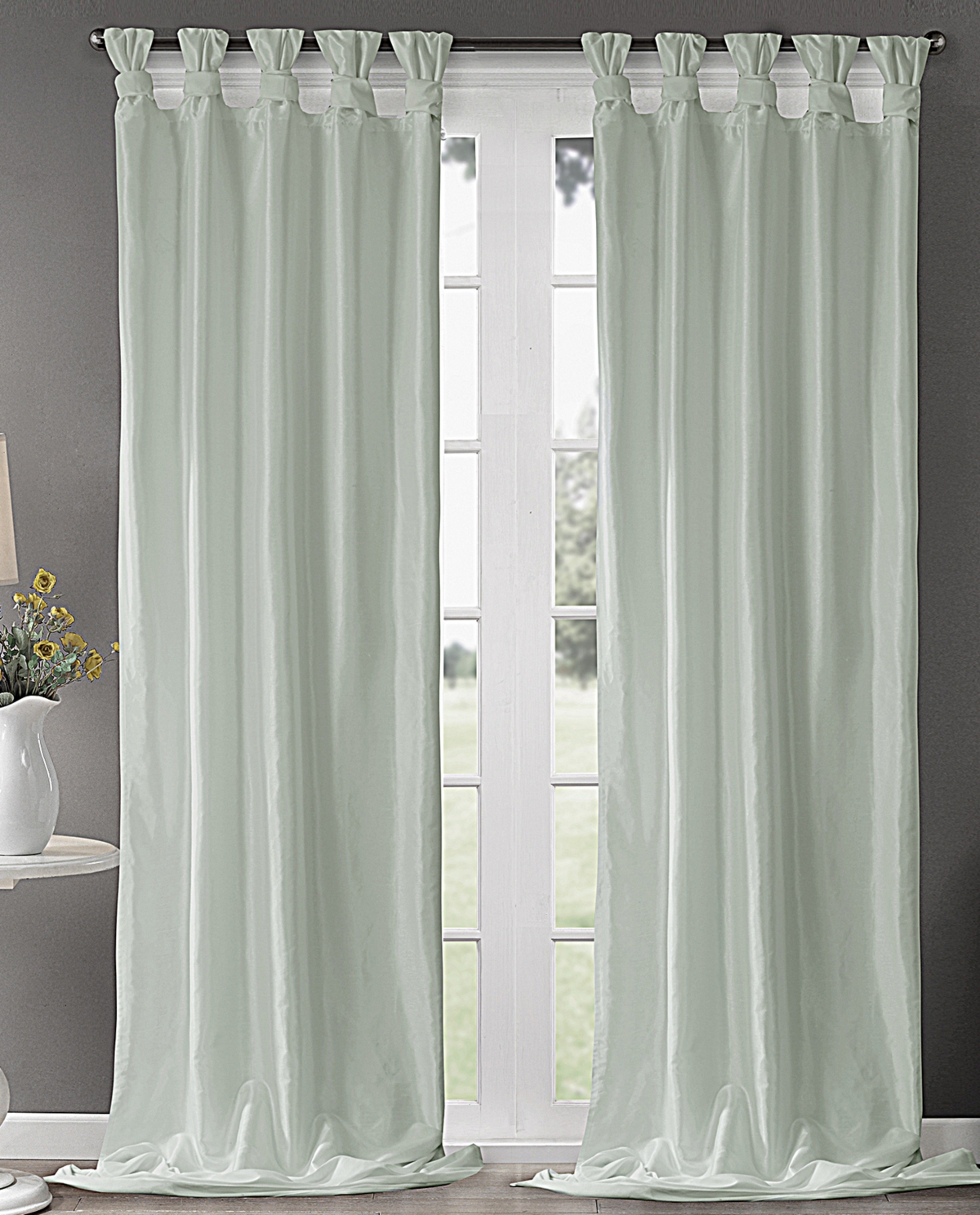 Emilia Twist Tab Lined Window Curtain Panel, 50"W x 108"L - Blush