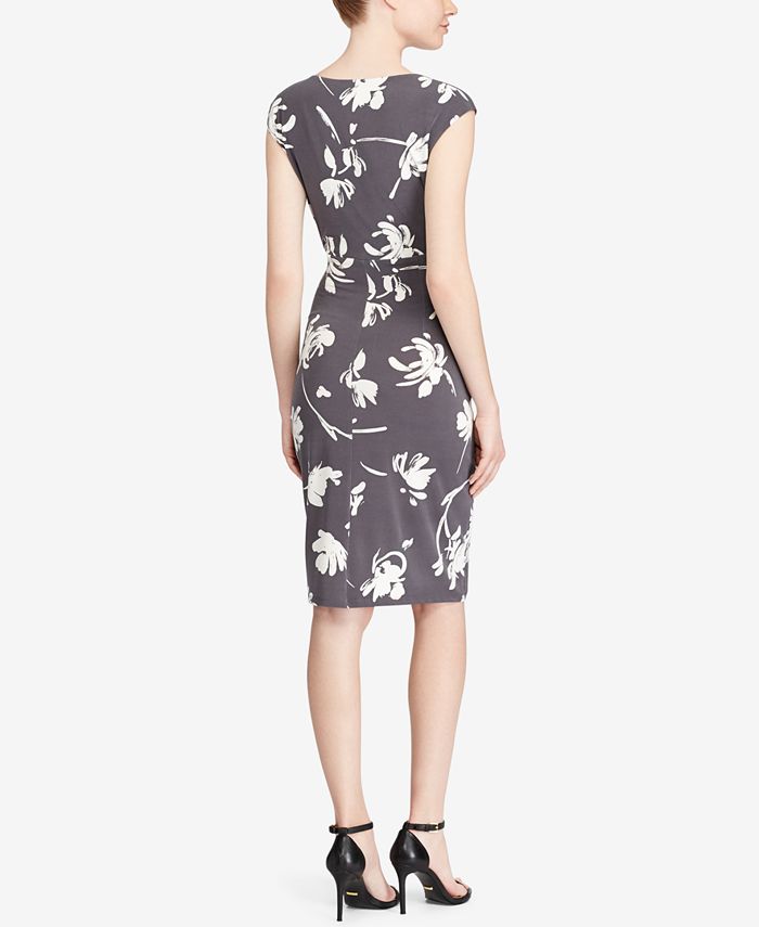 Ralph Lauren Women's Floral Print Jersey Dress Black Size 10 Petite