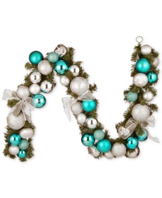 National Tree Company - 6' Silver-Tone & Blue Mixed Ornament Garland