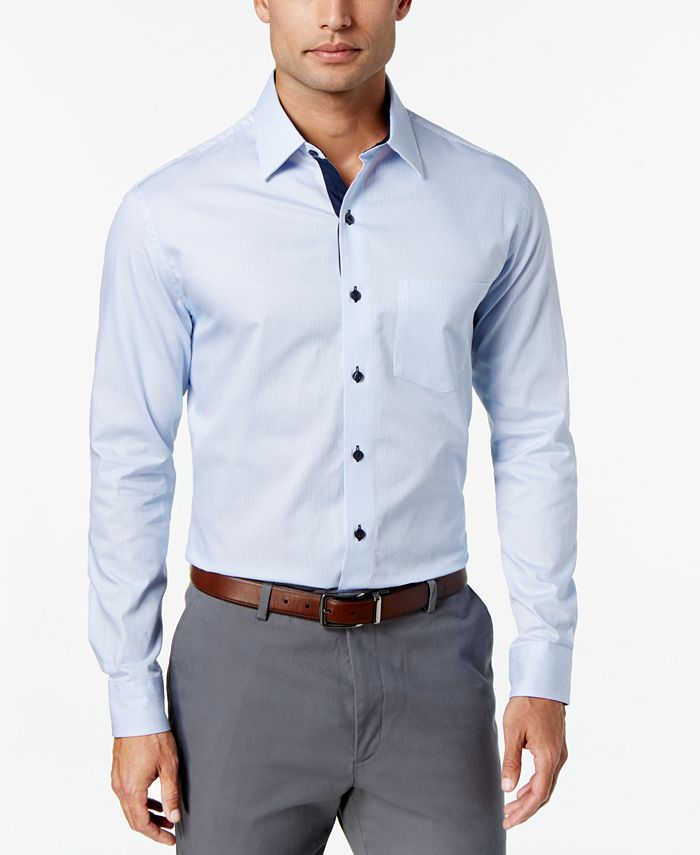 Tasso Elba Long Sleeve Stripe Shirt, Created for Macy's - Macy's