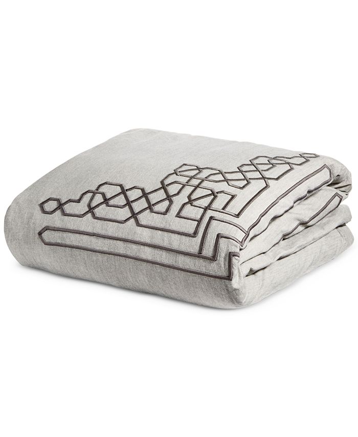 Hotel Collection Embroidered Fretwork King Duvet Cover, Created for