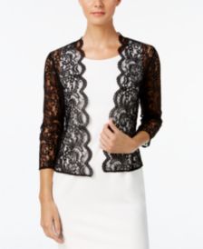 Three-Quarter-Sleeve Sheer Lace Shrug