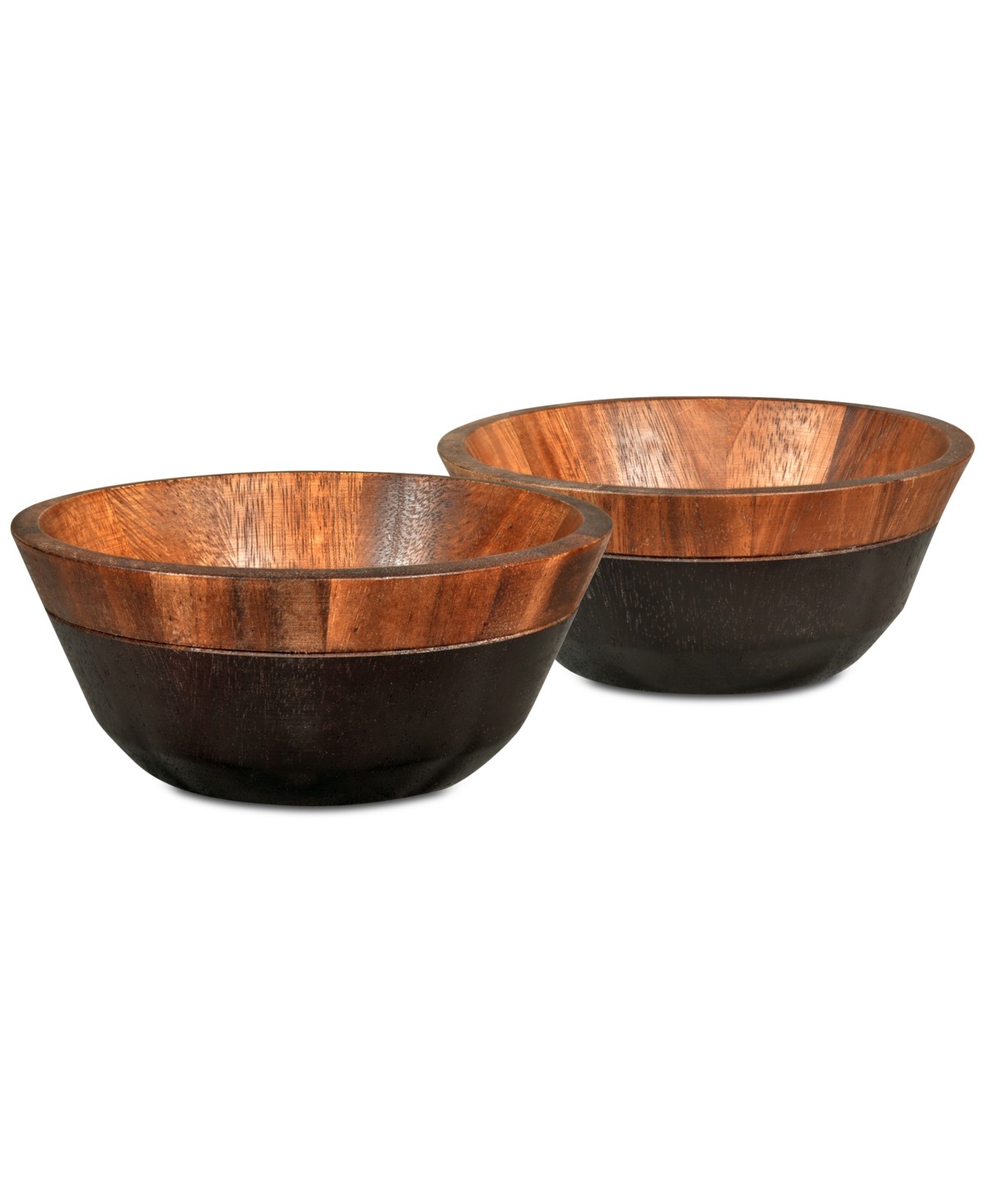 Serveware, Set of 2 Kona Wood Small Bowls - Brown