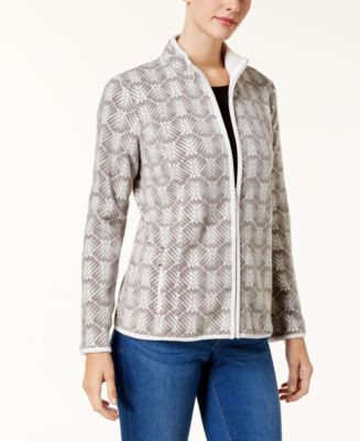 Karen Scott Printed Fleece Jacket, Created for Macy's - Macy's