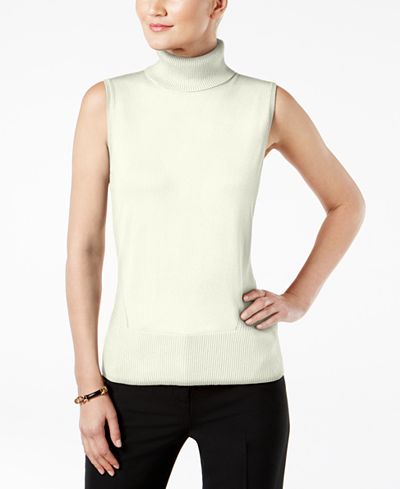 cable and gauge sleeveless turtleneck