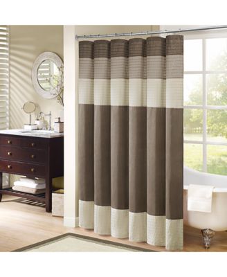 Madison Park - Amherst Colorblocked 108" x 72" Faux-Silk Shower Curtain