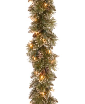 National Tree Company - Pre-Lit 9' x 10" Glittery Bristle Pine Garland with Pine Cones