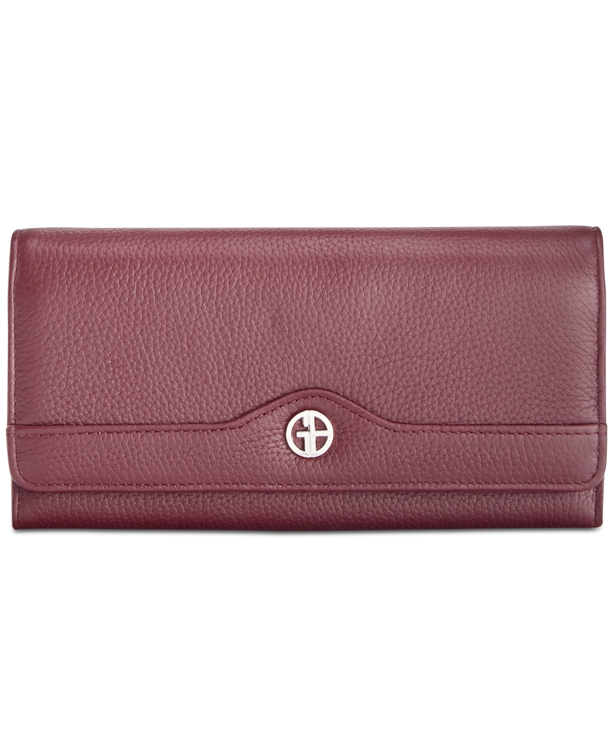 Giani Bernini Pebble Leather Receipt Wallet, Created For Macy's In Wine,silver