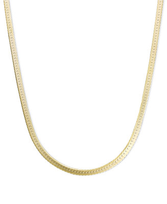 Men & Lady 14K Gold Plated 4mm 14mm Flat 20" Or 24" Herringbone Necklace Chain 