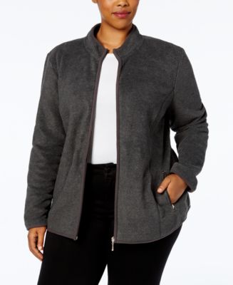 Karen Scott Womens Plus Size French Terry Jacket Black Size Xx Large