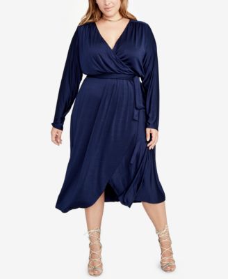 RACHEL Rachel Roy Women's Plus Size Coco Wrap Dress – Velvet Cocktail Dress