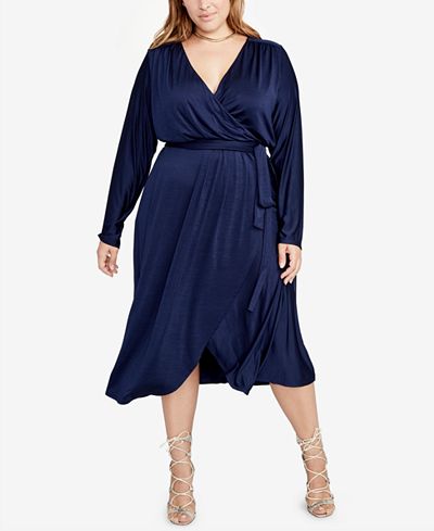 RACHEL Rachel Roy Trendy Plus Size Jersey Wrap Dress - Dresses - Plus ...