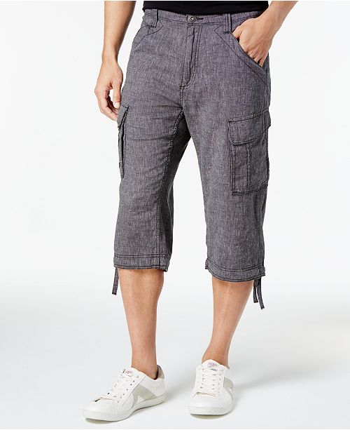 INC International Concepts I.N.C. Men's Linen Messenger Cargo Shorts