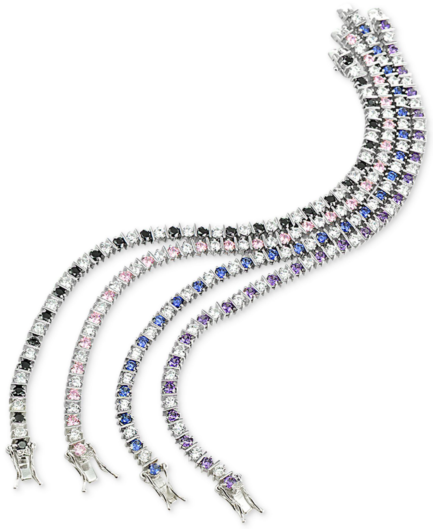 Blue Cubic Zirconia Tennis Bracelet in Sterling Silver
