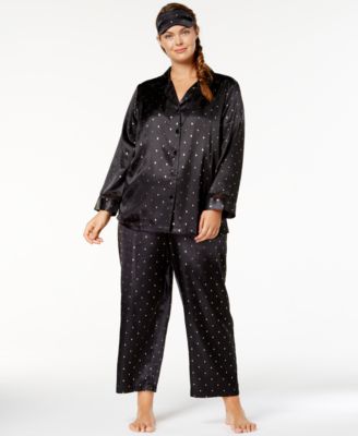 Thalia Sodi - Plus Size Printed Lace-Trim Pajama Set,