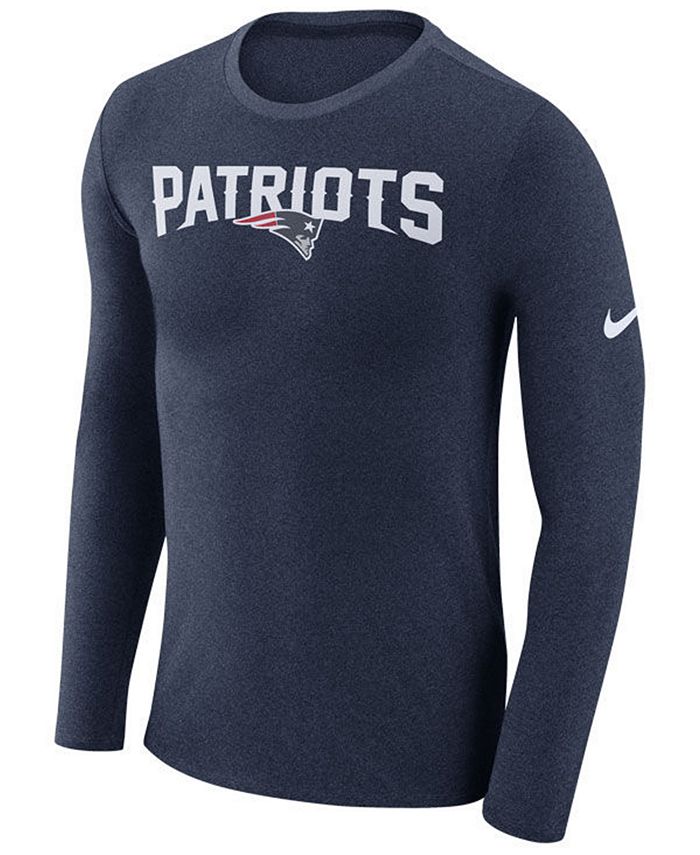 Nike Men's New England Patriots Marled Wordmark Long Sleeve T-Shirt ...