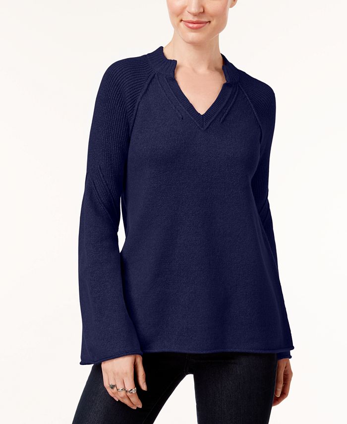 Style & Co Petite Split-Neck Tunic Sweater, Created for Macy's - Macy's