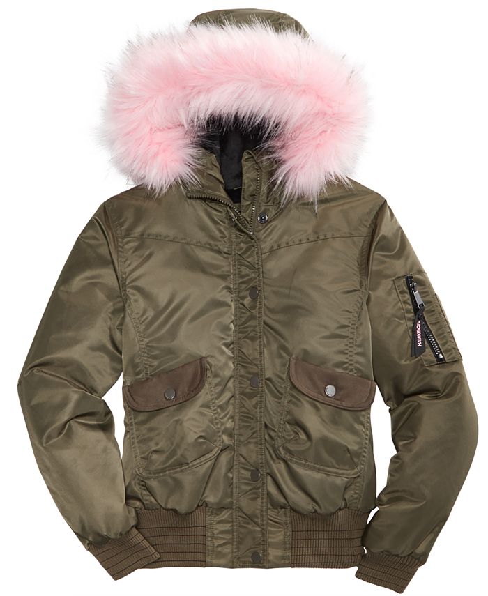 Hawke Co. Outfitter Brett Hooded Bomber Jacket with Faux Fur