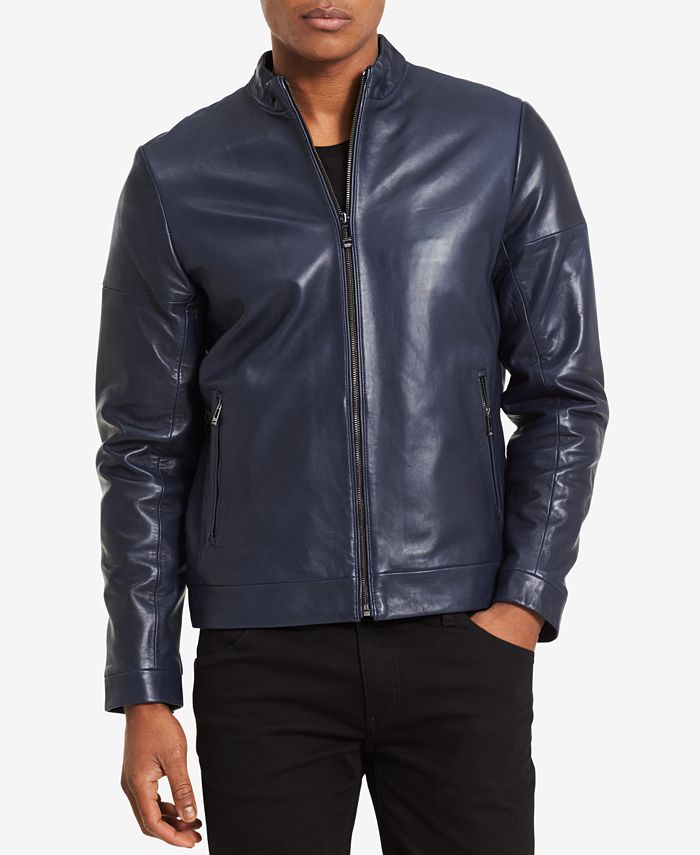 Recensent Echt niet variabel Calvin Klein Men's Slim-Fit Premium Genuine Leather Jacket & Reviews - Coats  & Jackets - Men - Macy's